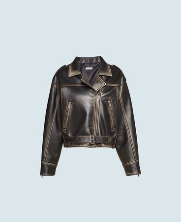 Vintage leather biker jacket | Miu Miu MPV712_1RU0_F0002