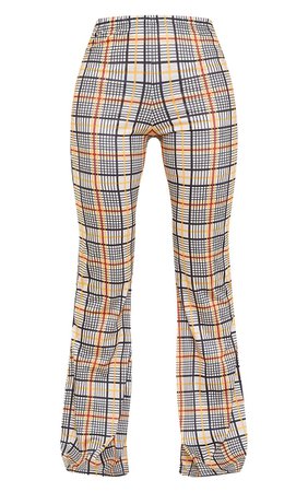 Stone Check Flared Trouser | PrettyLittleThing