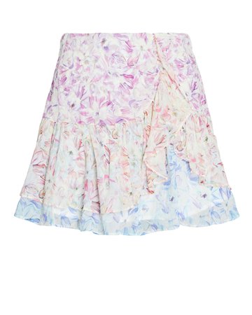 LoveShackFancy Rhodes Floral Silk Mini Skirt | INTERMIX®