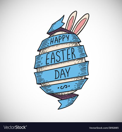 Blue color spiral ribbon and easter egg Royalty Free Vector