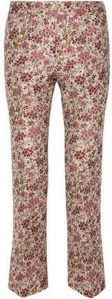 Floral-jacquard Straight-leg Pants