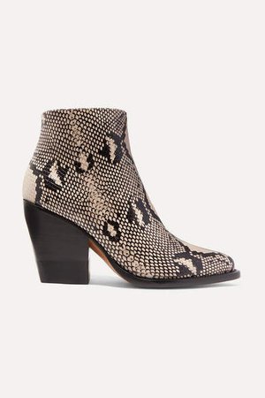 Rylee Snake-effect Leather Ankle Boots - Snake print