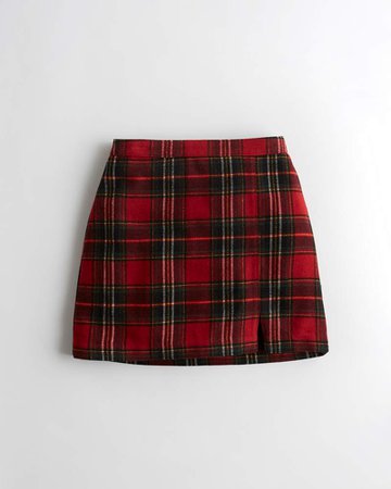 red Girls Ultra High-Rise Plaid Mini Skirt | Girls New Arrivals | HollisterCo.com