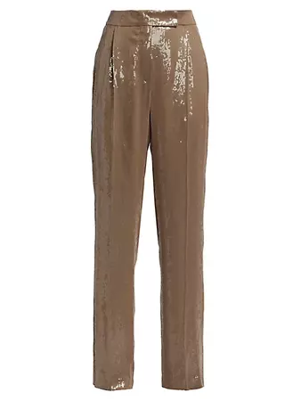 Shop Brunello Cucinelli Pleated Sequin-Embroidered Pants | Saks Fifth Avenue