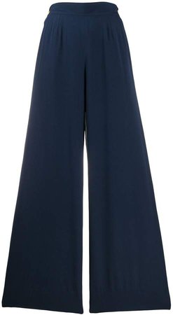 Pre-Owned 1990s silk side-buttoned wide-legged trousers