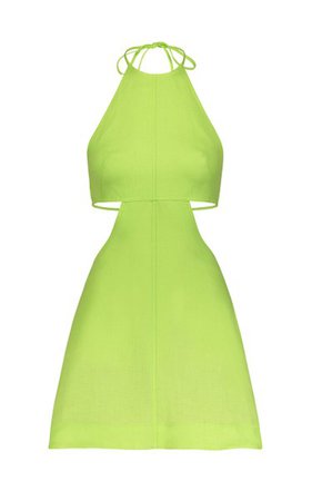 Halterneck Cutout Linen Mini Dress By Matthew Bruch | Moda Operandi