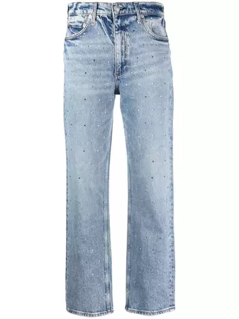 rag & bone crystal-embellished straight-leg jeans