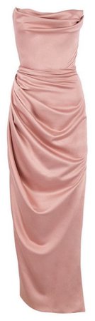 silk peach pink dress