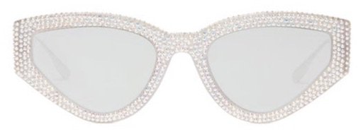 CHRISTIAN DIOR Silver Crystal Cat-Eye Sunglasses