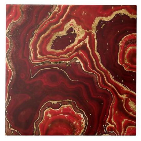 Red and gold Liquid Marble Abstract Ceramic Tile
