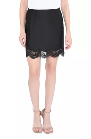 WAYF Lace Trim Satin Miniskirt | Nordstrom