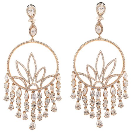 Diamond Gold Chandelier Earrings For Sale at 1stDibs