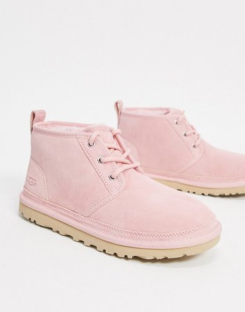 UGG Neumel lace up ankle boots in light pink | ASOS