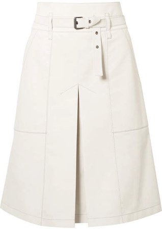 Belted Leather Skirt - Off-white