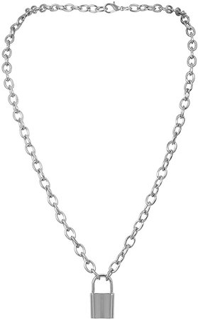 Amazon.com: 7th Moon Lock Pendant Necklace Statement Long Chain Punk Multilayer Choker Necklace for Women Girls (Silver) : Clothing, Shoes & Jewelry