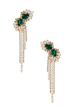 Anton Heunis Tassel Earring in Emerald & Gold | REVOLVE
