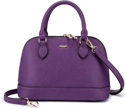 Amazon.com: Small Crossbody Bags for Women Classic Double Zip Top Handle Dome Satchel Bag Shoulder Purse Purple : Clothing, Shoes & Jewelry