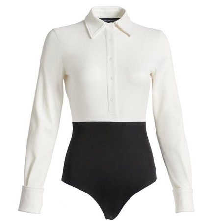 white buttoned bodysuit top