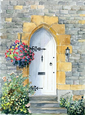 Arched doorway in England Greeting Card by Jean Walker White
