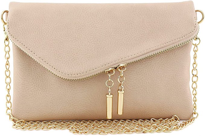Envelope Wristlet Clutch Crossbody Bag with Chain Strap (Nude): Handbags: Amazon.com