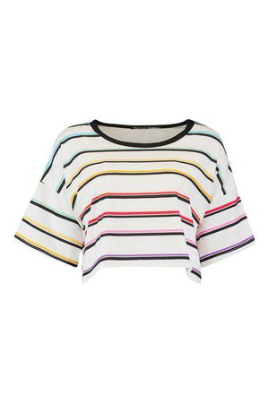 Rainbow Stripe T-Shirt | Boohoo