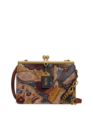 Coach 1941 Coated Canvas Signature Starscape Patchwork Double Frame Bag with Exotic Detail | Neiman Marcus