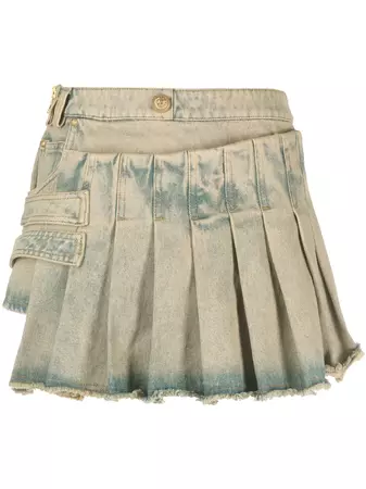 Balmain Pleated Asymmetric Miniskirt - Farfetch