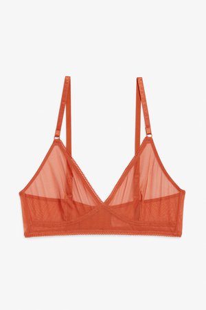 Triangle mesh bra - Blood orange - Underwear - Monki BE