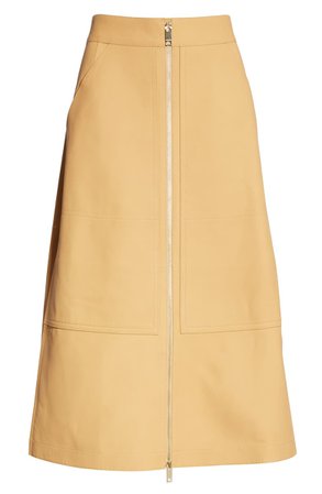 Burberry Lagan Leather Skirt Tan