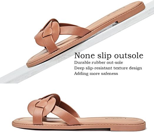 Amazon.com | Luoika Women's Wide Width Flat Slides Sandals, Casual Comfortable Strap Sandal Summer Beach Dress Shoes for Women. 712,White,10XW | Slides