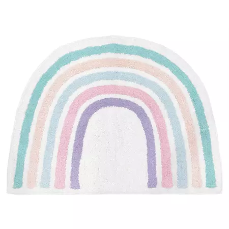 Pastel Rainbow Collection Accent Floor Rug (2'5" x 1'8") - Blush Pink, Purple, Teal, Blue and White - 2' x 3' - Bed Bath & Beyond - 35449352