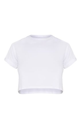 Basic Rose Roll Sleeve Crop T Shirt | PrettyLittleThing USA