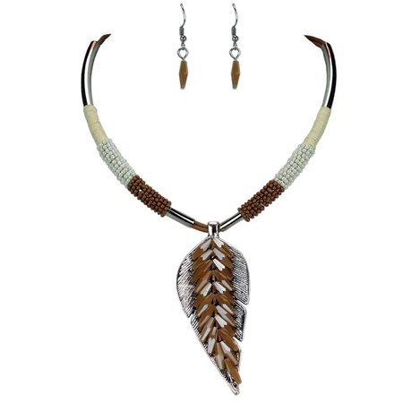 brown feather necklace and earrings - Google Search