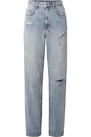 Ksubi | + Kendall Jenner Playback distressed high-rise straight-leg jeans | NET-A-PORTER.COM