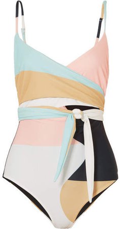 Isolde Belted Printed Swimsuit - Peach
