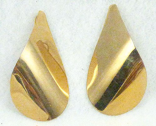Golden Teardrop Statement Earrings - Garden Party Collection Vintage Jewelry