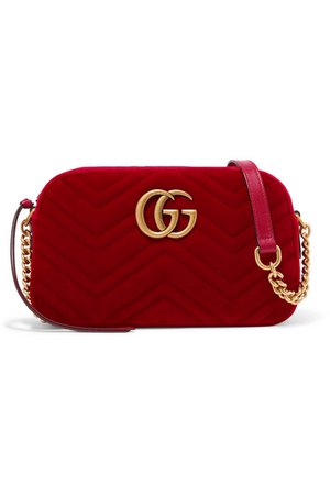 Gucci | GG Marmont small quilted velvet shoulder bag | NET-A-PORTER.COM