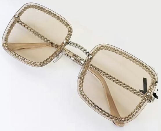 Chanel chain gold square sunglasses