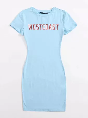 Letter Graphic Dress | SHEIN USA blue