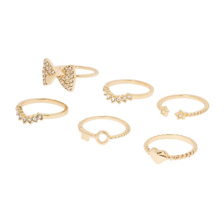 Gold and Crystal Amore Stacking Rings