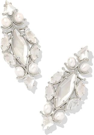 Amazon.com: Kendra Scott Genevieve Statement Earrings Silver Ivory Mix One Size: Clothing, Shoes & Jewelry