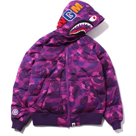 purple bape puffer jacket