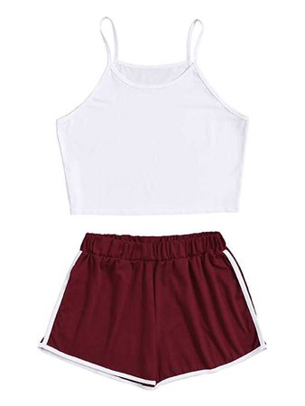 Amazon.com: SweatyRocks Women's 2 Piece Outfit Strapy Crop Top and Shorts Set Tracksuits: Clothing