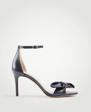 Kinsley Leather Bow Heeled Sandals
