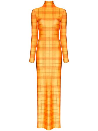 Supriya Lele Madras Check Maxi Dress SLSS2034FULLLENGTH Orange | Farfetch