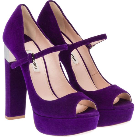 miu miu purple velvet peep toe shoes