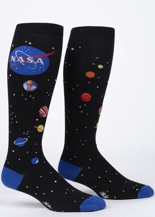 NASA Knee-High Socks | Stretchy Unisex Solar System Knee Socks - Cute But Crazy Socks