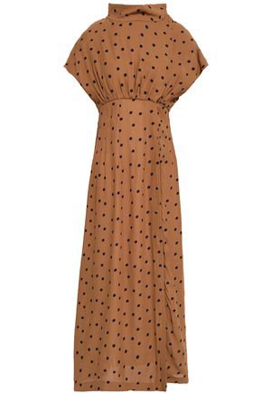 Dot polka-dot crepe de chine midi dress | PAPER London
