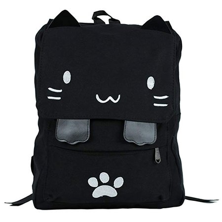 Amazon.com | Black College Cute Cat Embroidery Canvas School Backpack Bags for Kids Kitty(White) | Kids' Backpacks