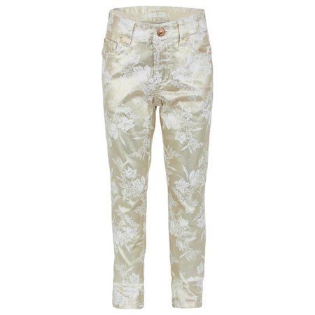 7 For All Mankind White Gold Foil Lace Skinny Jeans | AlexandAlexa